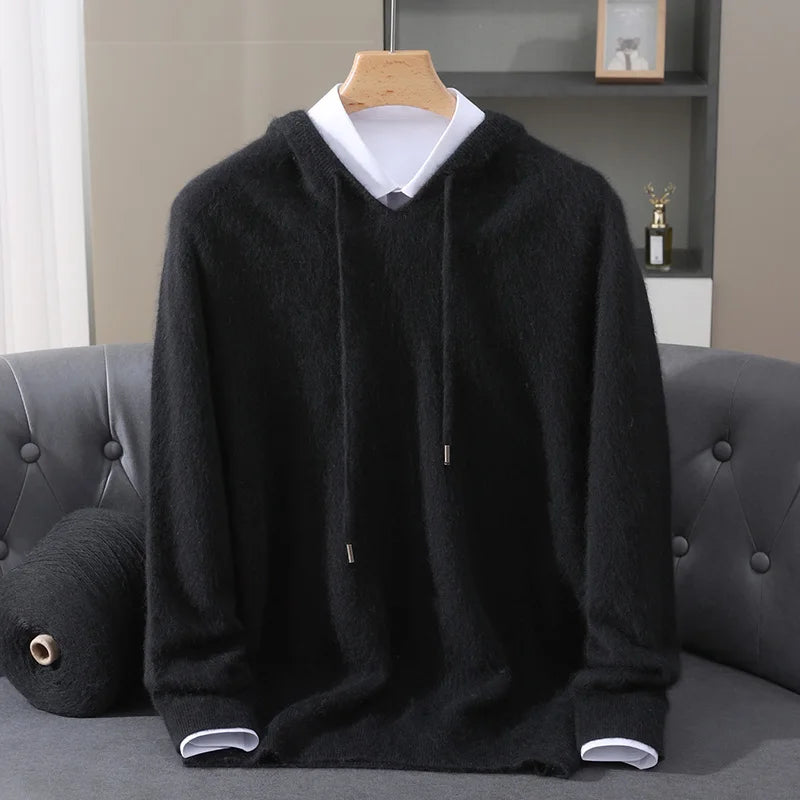 Pull Homme 100% Cachemire Vison À Capuche Coupe Ample MVLYFLRT – Tricot Épais Casual – 10 Coloris, S à XXXL – CLEVI Paris