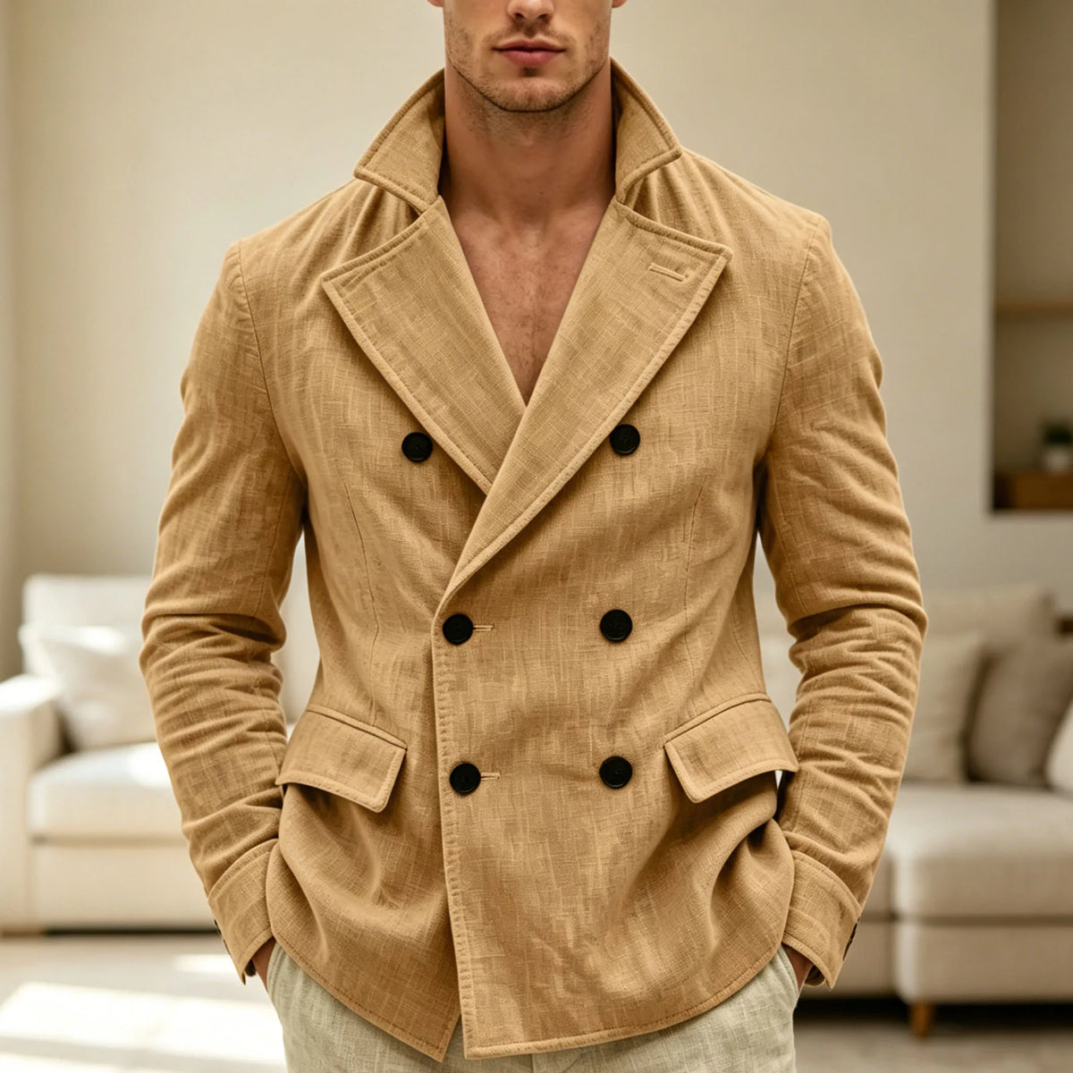 Blazer Croisé Lin Homme – CLEVI Paris