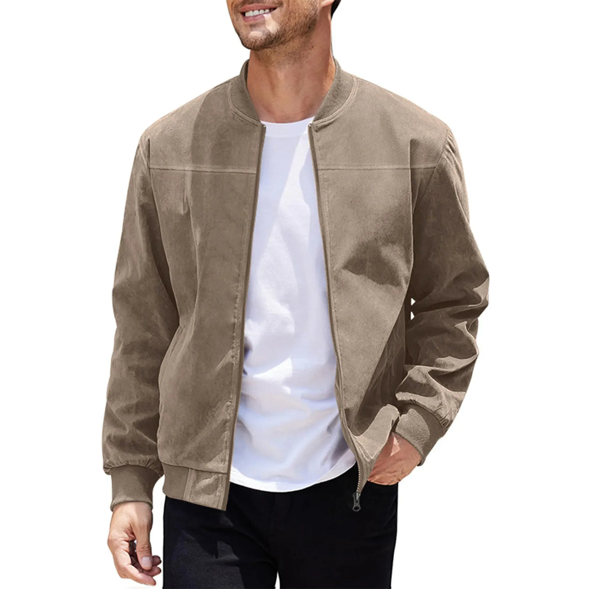 Veste homme zippée à col rond, style rétro – CLEVI Paris