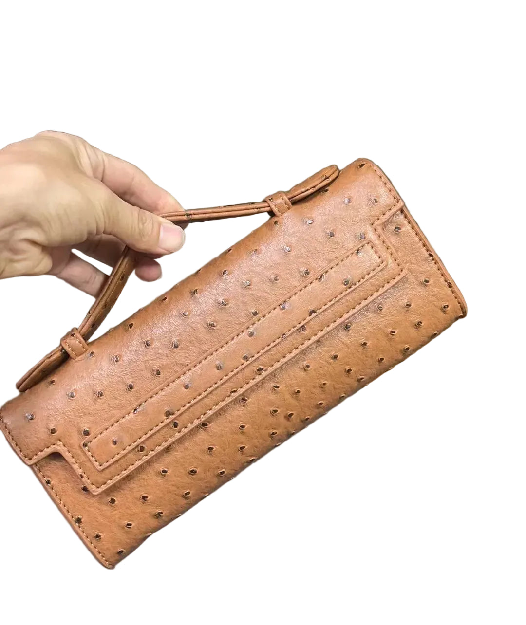 Pochette Femme Cuir PU Motif Autruche Tendance 27x12x5cm – CLEVI Paris