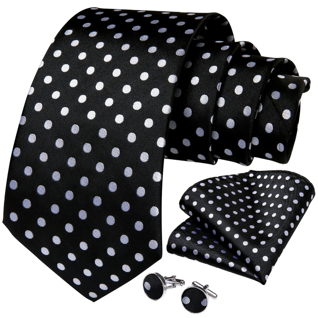 Coffret cravate homme à pois, pochette et boutons – CLEVI Paris