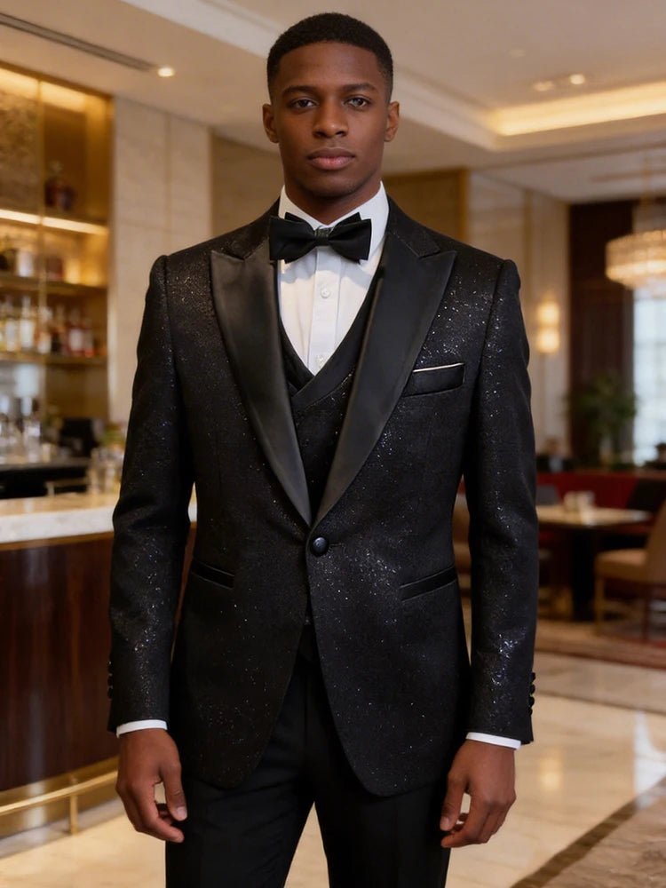 Costume homme noir 3 pièces – CLEVI Paris