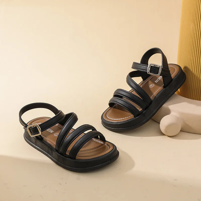 Sandales fille à bout ouvert en polyester – CLEVI Paris