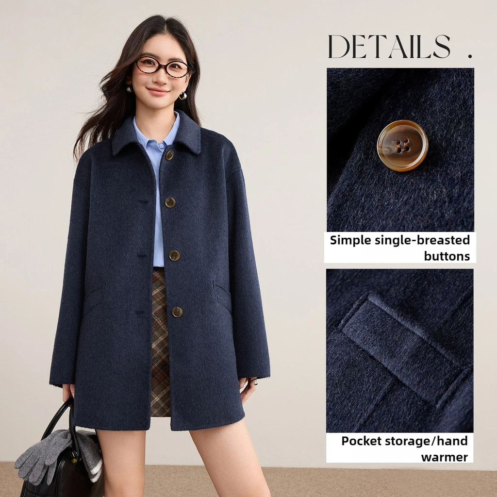 Manteau femme en laine mélangée à col polo – CLEVI Paris