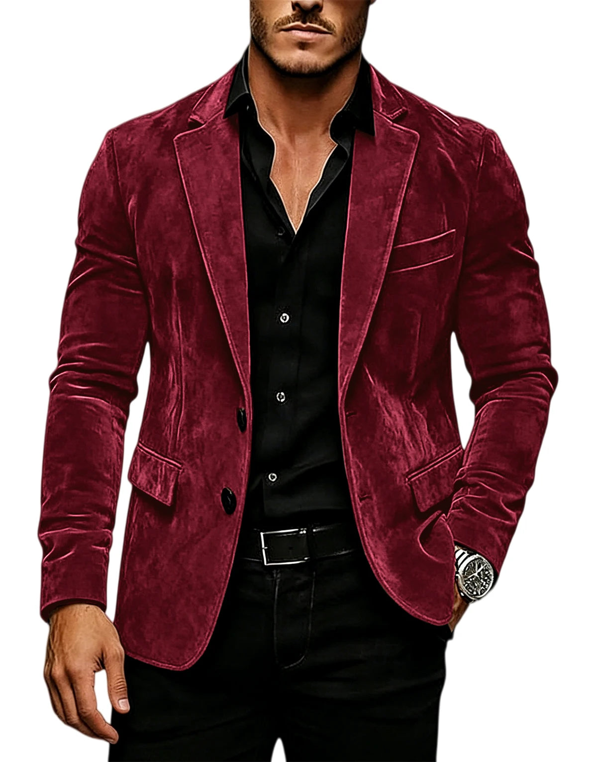 Blazer en daim vintage pour homme, coupe ajustée, 2 boutons, revers cranté, veste de costume décontractée, smoking formel pour affaires, mariage, fête, usage quotidien