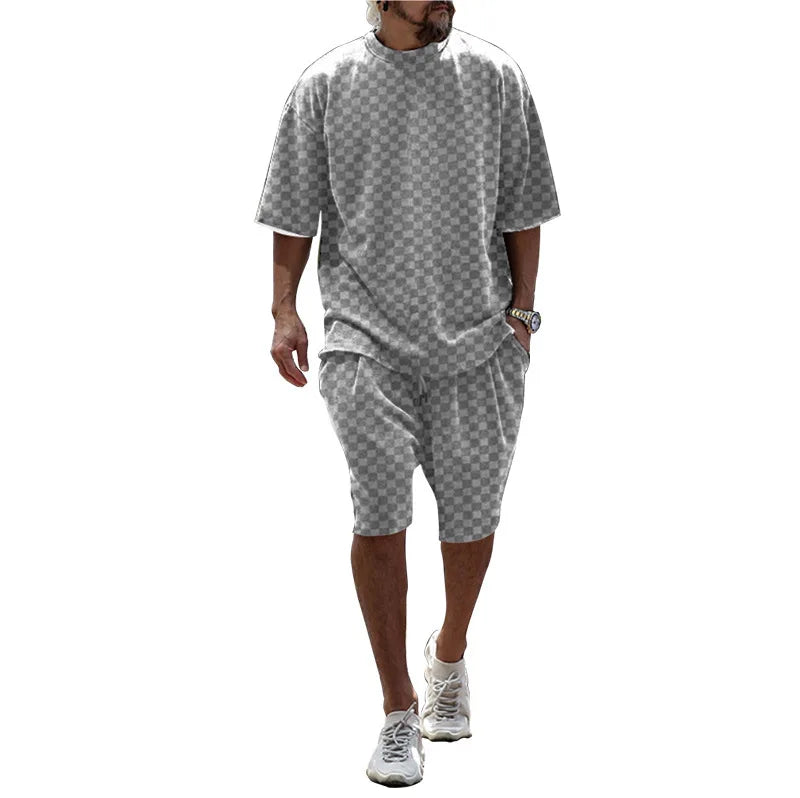 Ensemble homme t-shirt ample et short à carreaux – CLEVI Paris