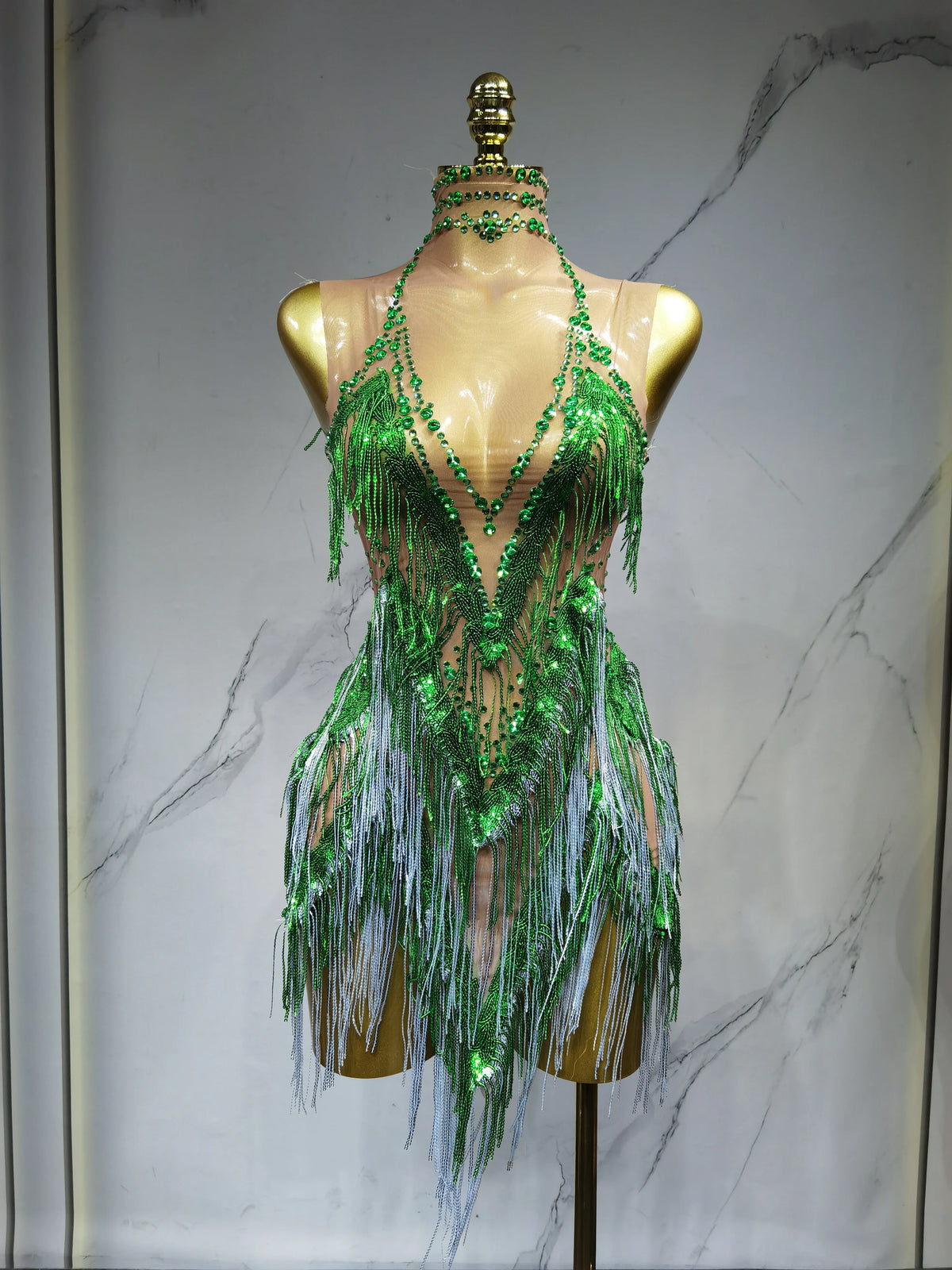 Robe de danse latine à franges – CLEVI Paris