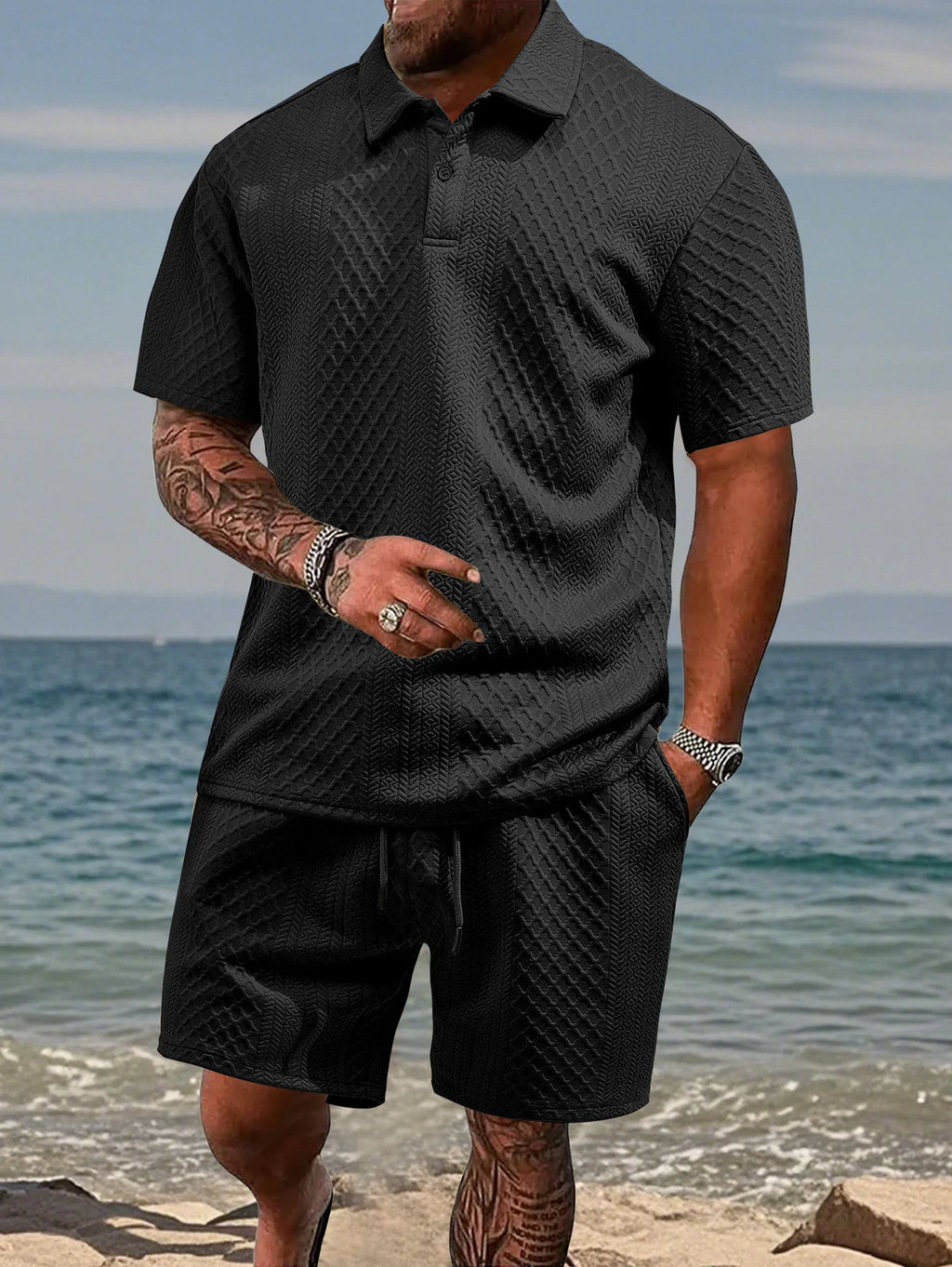Ensemble homme polo et short de plage – CLEVI Paris