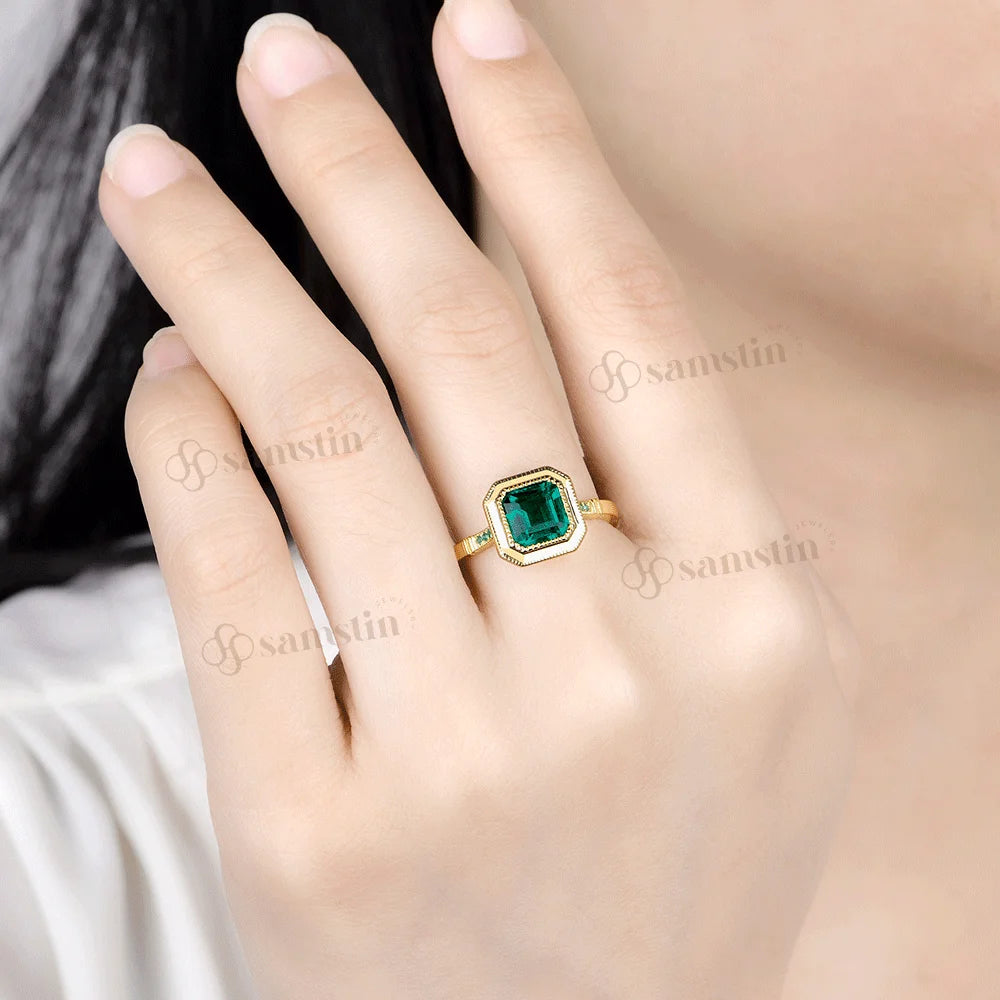 Bague émeraude de laboratoire Asscher – CLEVI Paris