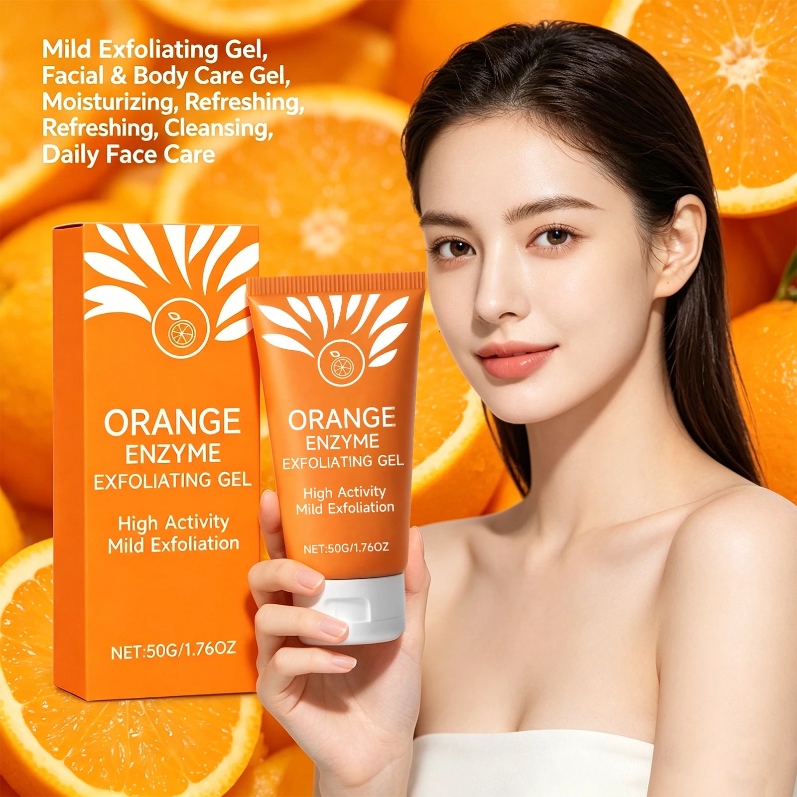 Gel Exfoliant Enzyme d'Orange 50g – Exfoliation Douce Visage & Corps, Nettoie les Pores – CLEVI Paris