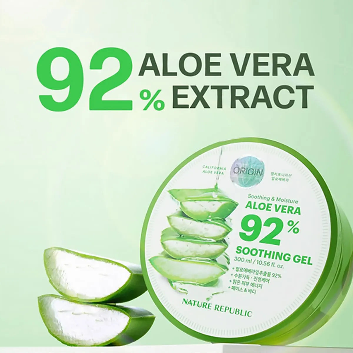 Gel Aloé Vera Hydratant Nature Republic – Soin Coréen Apaisant & Rafraîchissant 300ml – CLEVI Paris