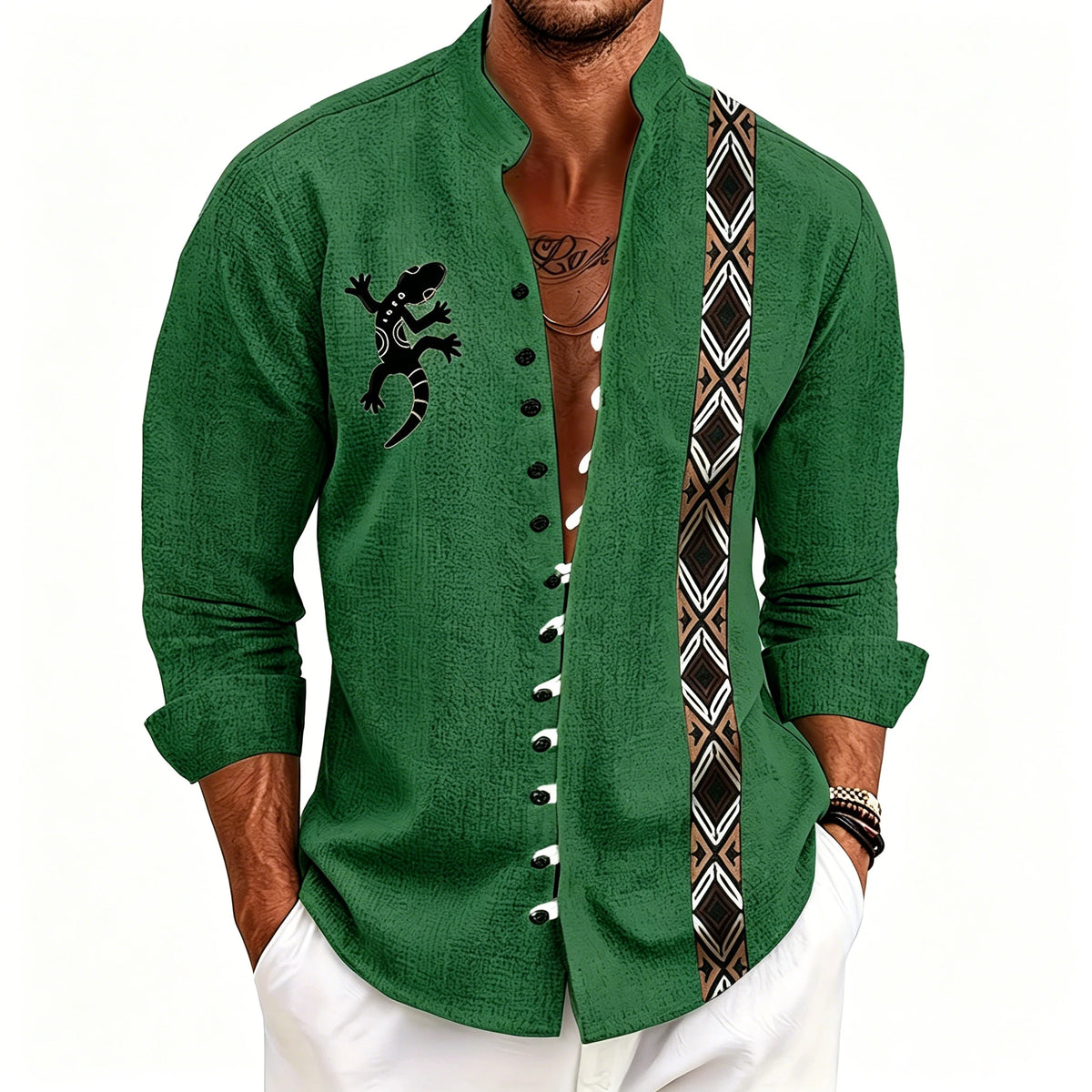 Chemise homme géométrique à rayures – CLEVI Paris
