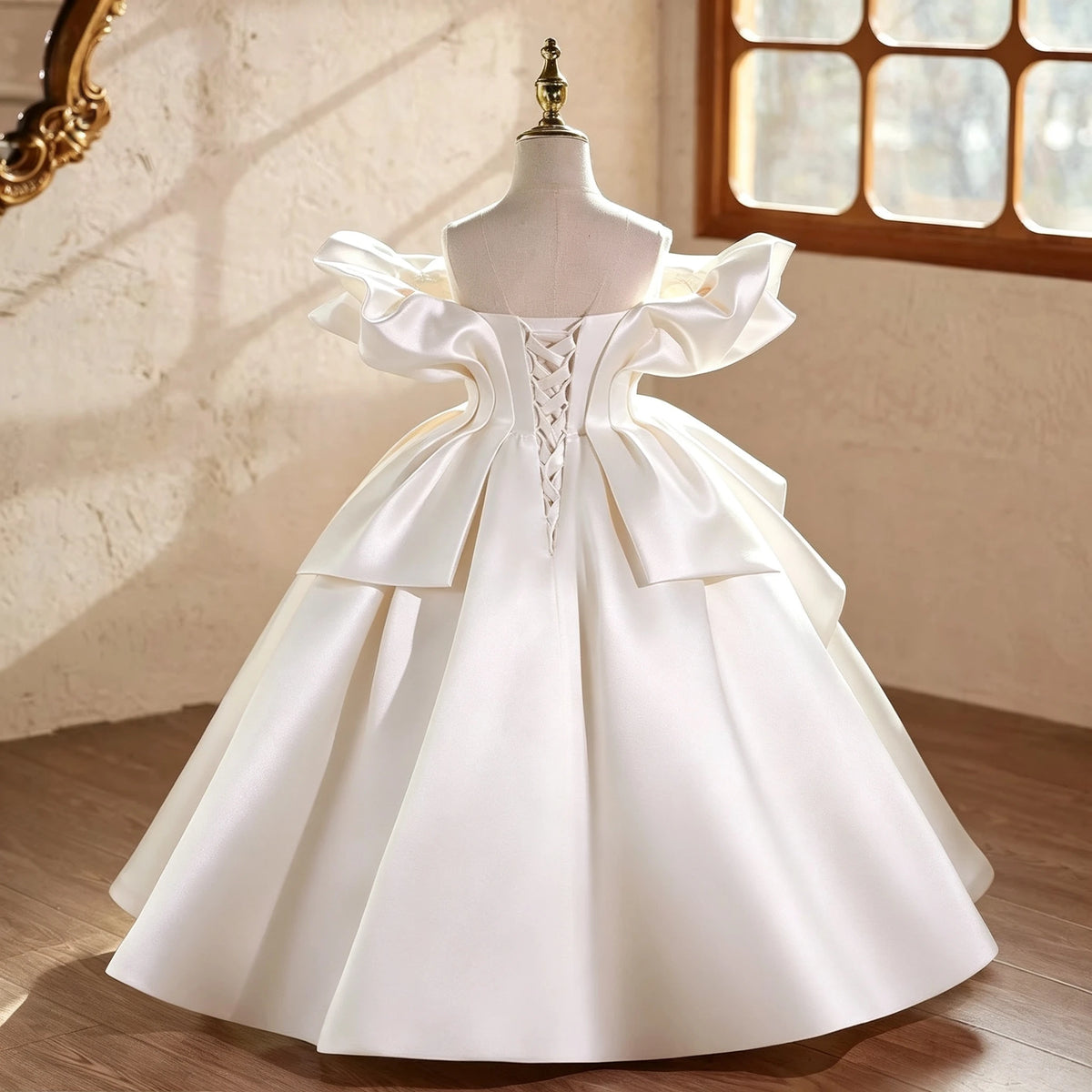 Robe fille en satin drapé ZHJ – CLEVI Paris