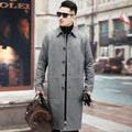 Manteau long homme en cuir de mouton gris – CLEVI Paris