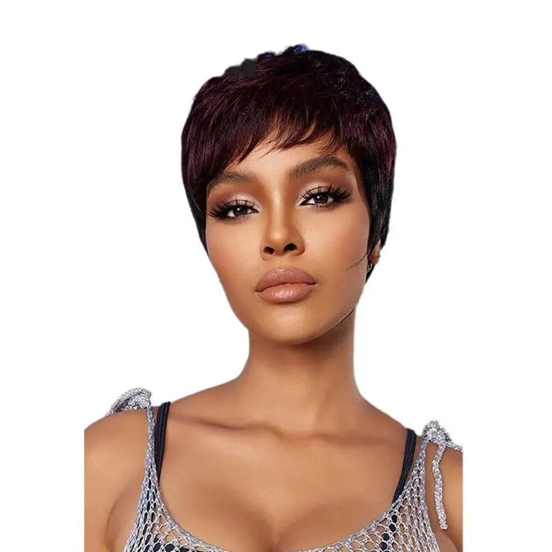 Perruque Courte Wavy Boy Cut Cheveux Humains Brésiliens Machine Made 3 Teintes 6 Pouces – CLEVI Paris