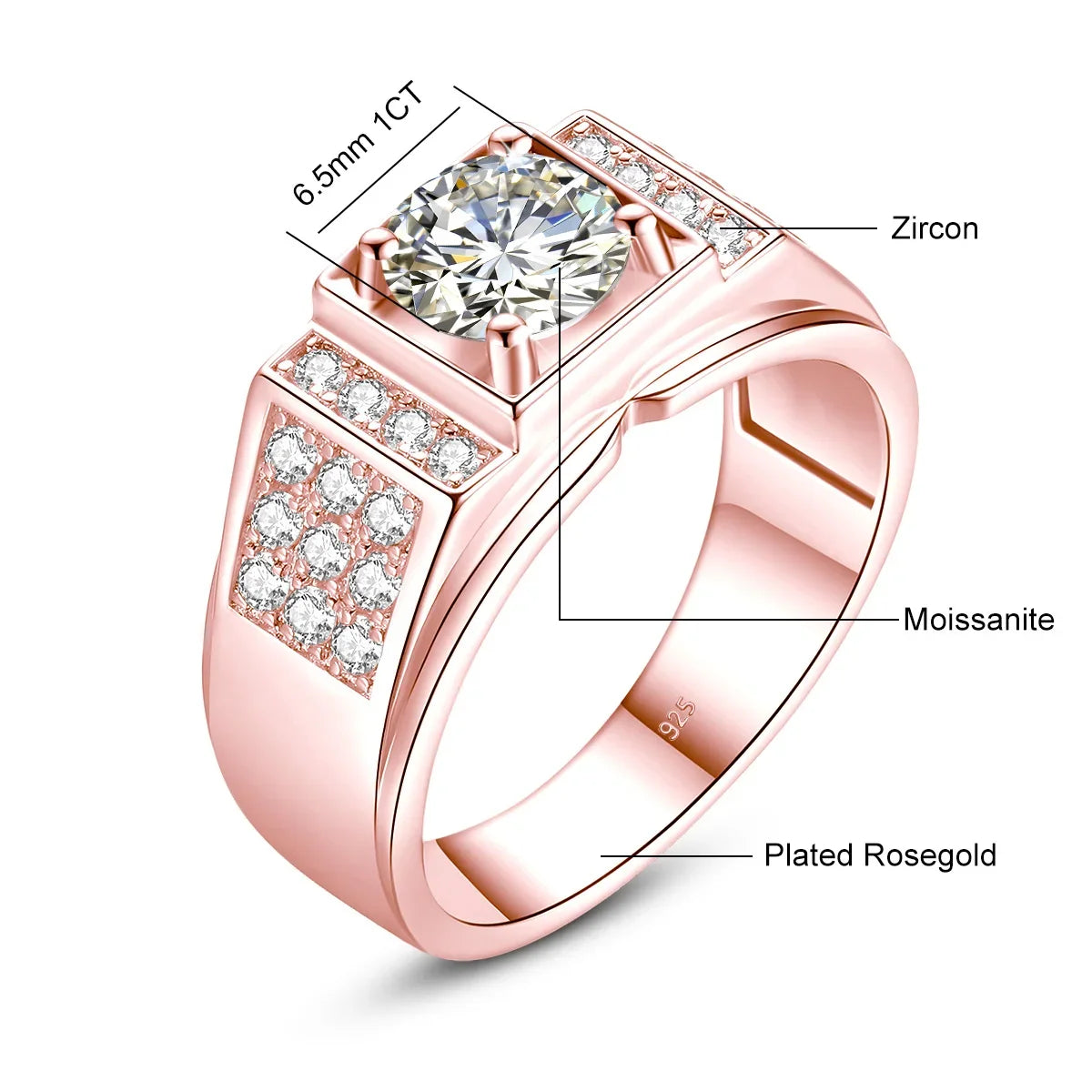 Bague Homme Moissanite 1ct Argent 925 Certifiée – CLEVI Paris