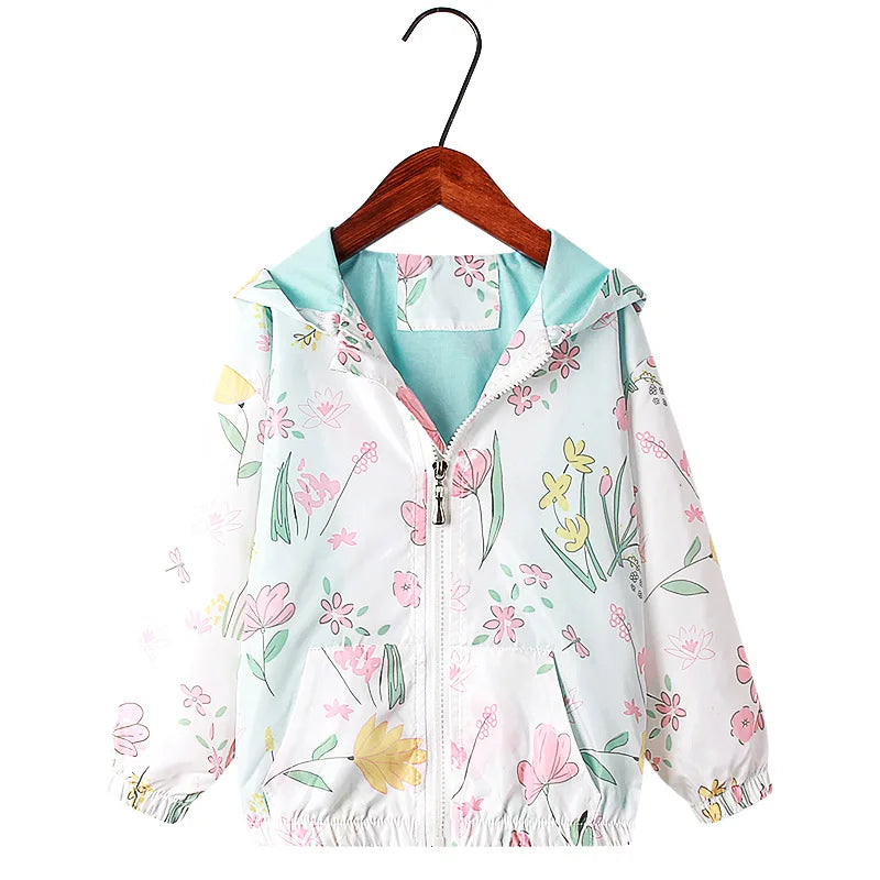 Veste fille à capuche imprimée zippée – CLEVI Paris