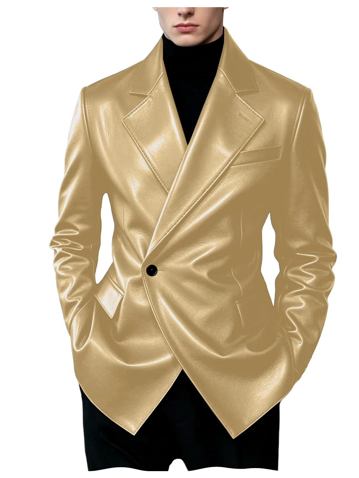 Blazer homme en similicuir, coupe ajustée – CLEVI Paris