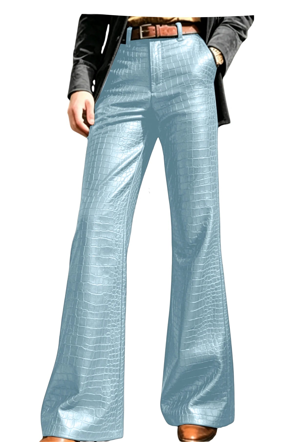 Pantalon évasé effet crocodile homme – CLEVI Paris
