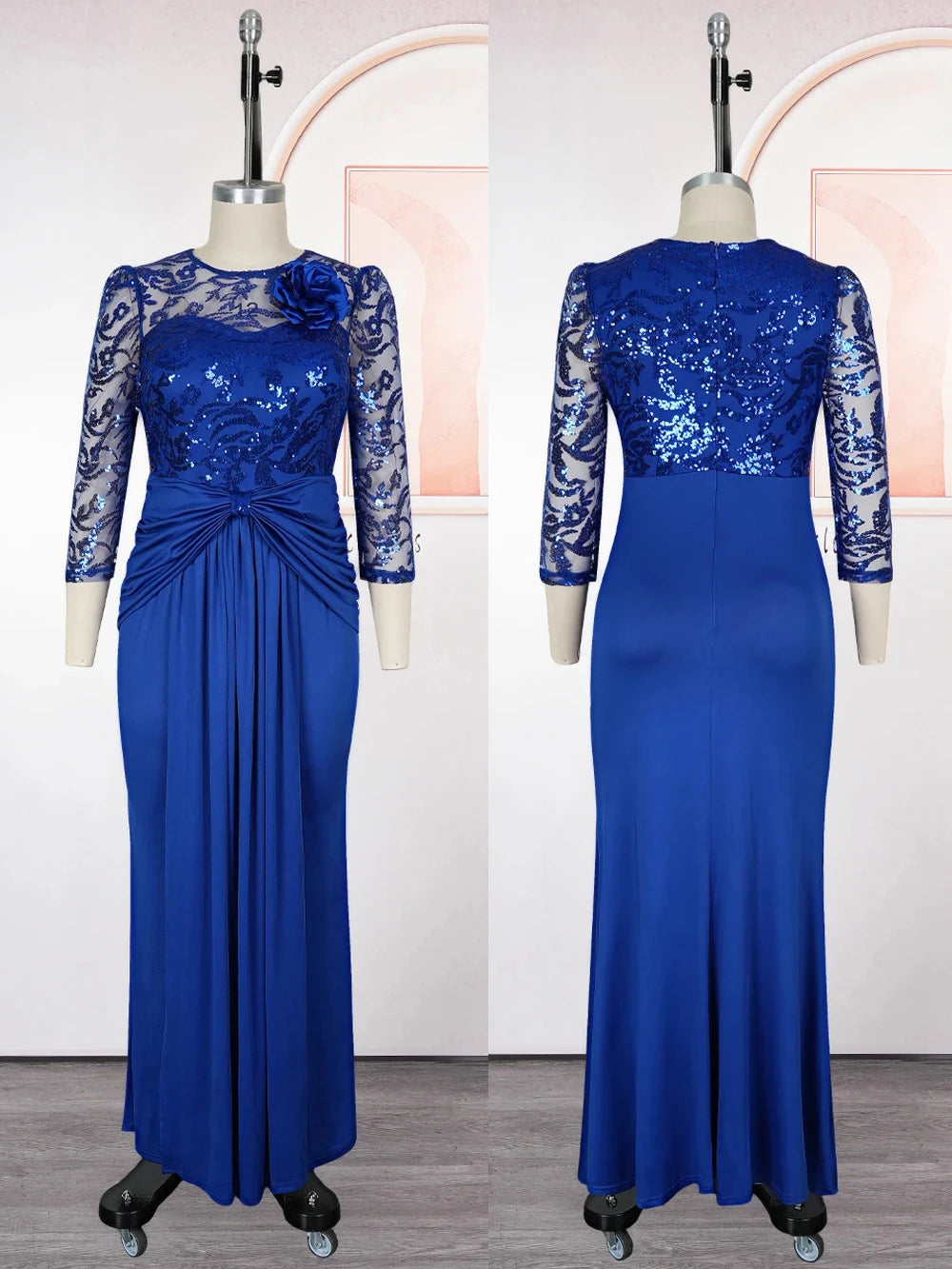 Robe maxi à paillettes manches longues – CLEVI Paris