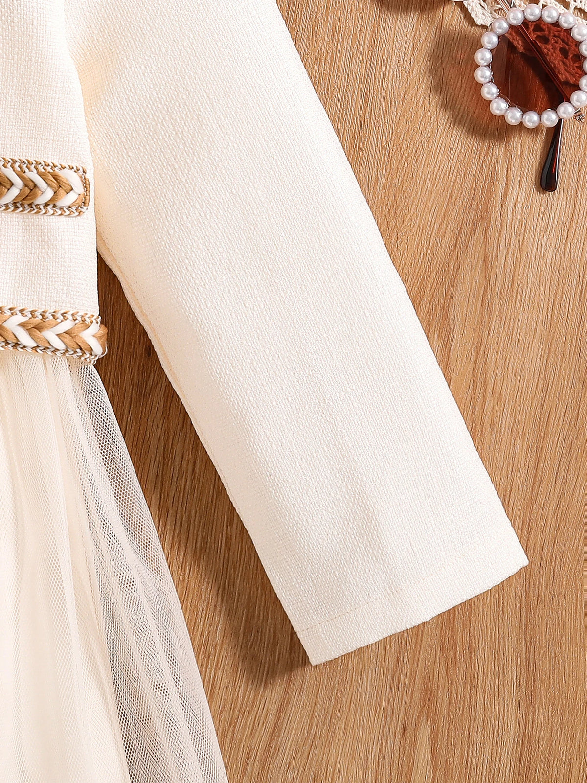 Robe fille blanche à manches trois-quarts – CLEVI Paris