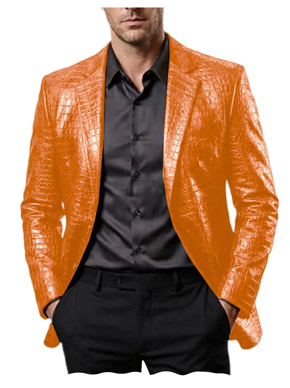 Blazer homme en simili cuir motif crocodile – CLEVI Paris