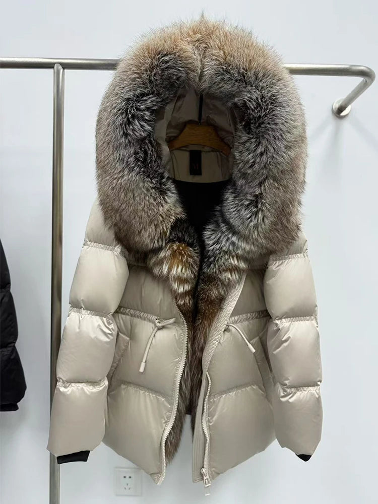 Parka duvet femme à capuche et fourrure – CLEVI Paris