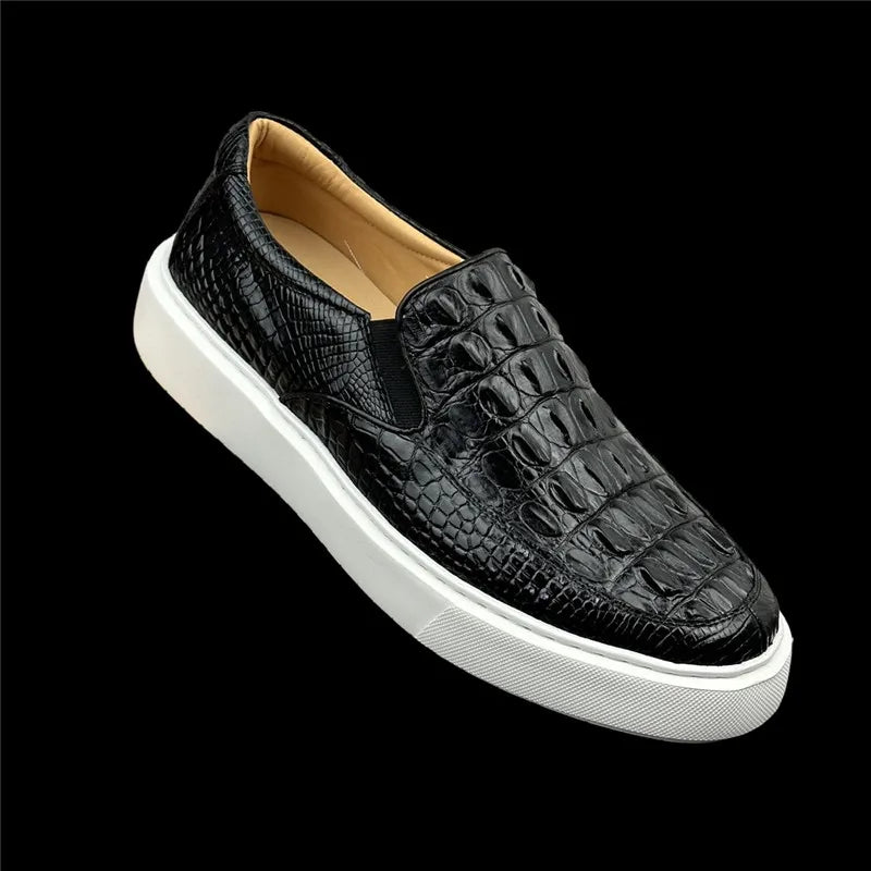 Mocassins homme noirs en peau de crocodile – CLEVI Paris