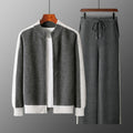 Ensemble Jogging Homme 100% Laine Mérinos MVLYFLRT – Cardigan Zippé + Pantalon Tricot Épais – Gris, S à XXL – CLEVI Paris
