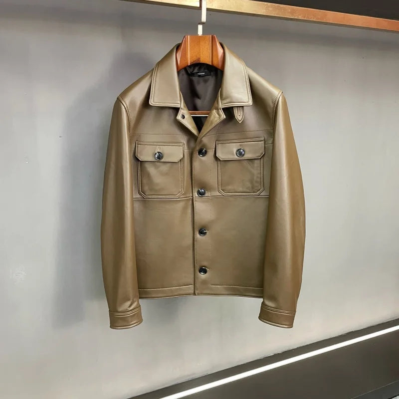 Veste homme en cuir à poches poitrine – CLEVI Paris