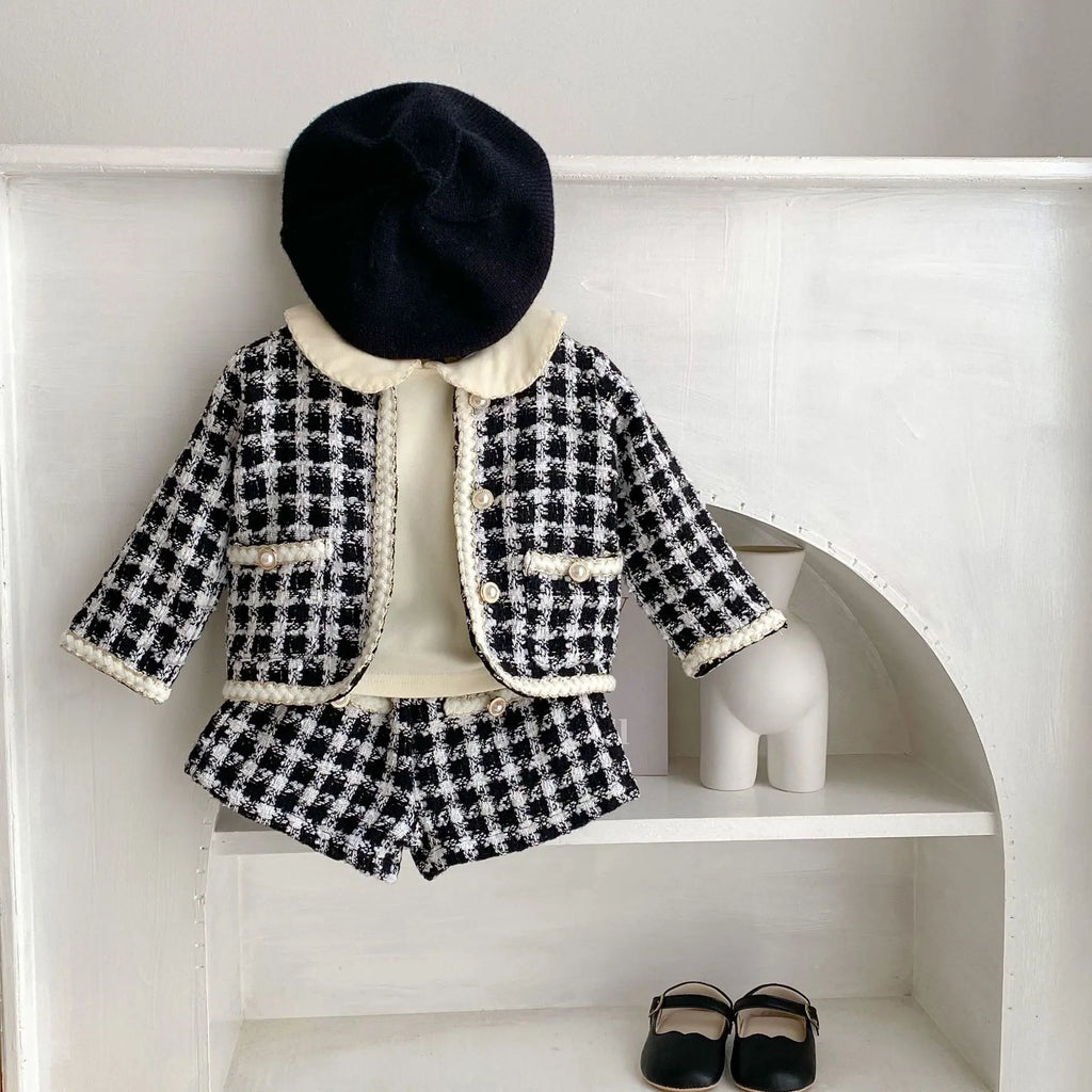 Ensemble bébé fille noir à carreaux – CLEVI Paris
