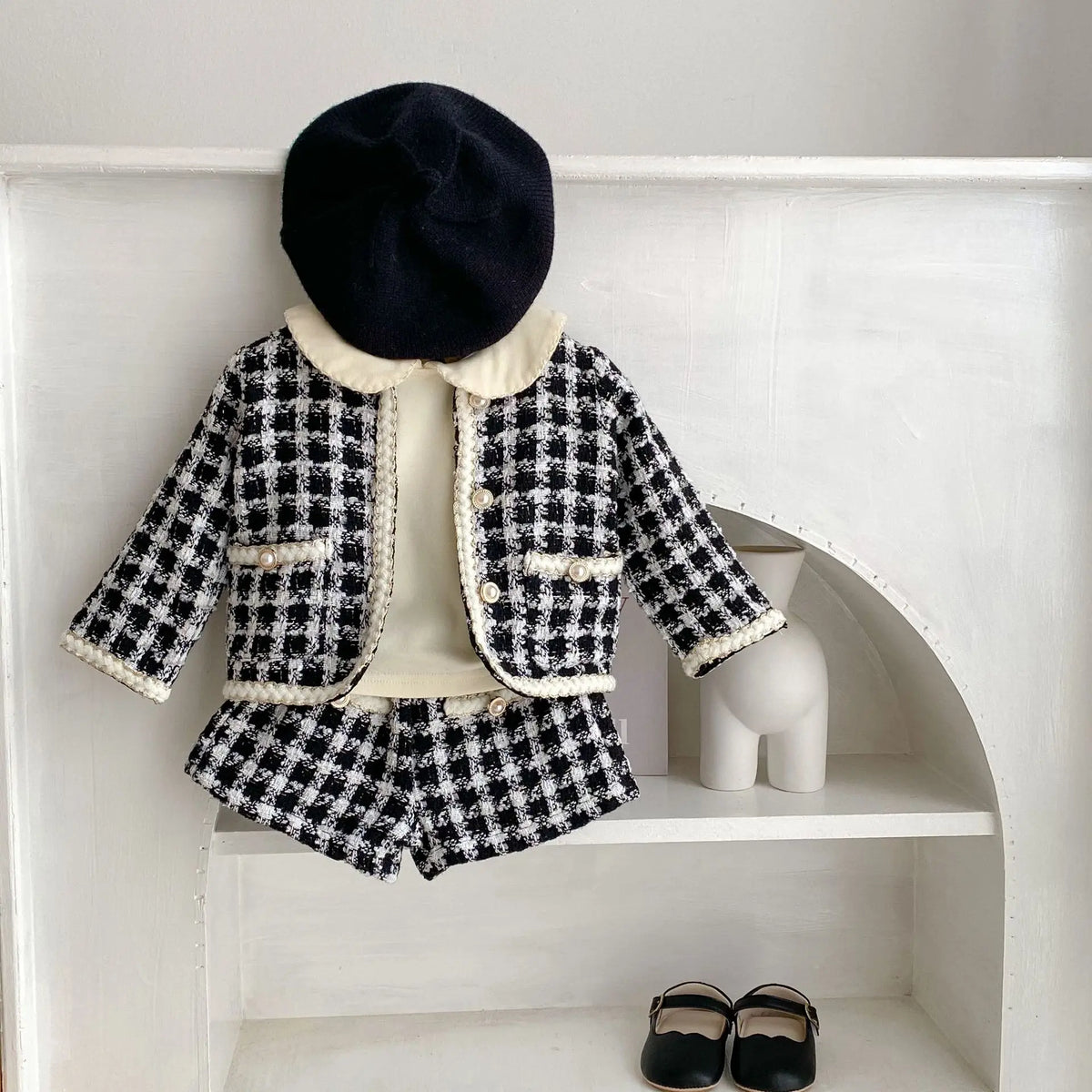 Ensemble bébé fille noir à carreaux – CLEVI Paris
