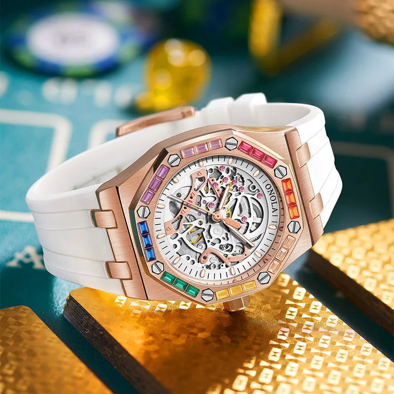 Montre Mécanique Automatique Homme PAULAREIS P 3834D – Squelette Lumineux Bracelet Silicone