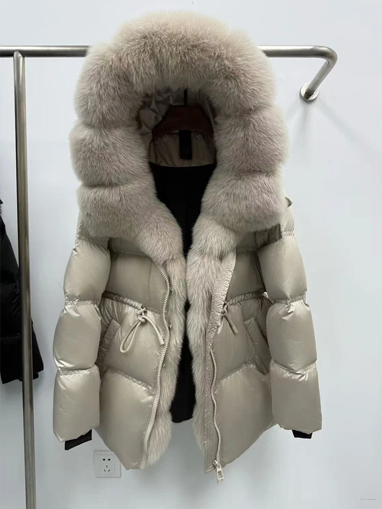 Parka duvet femme à capuche et fourrure – CLEVI Paris