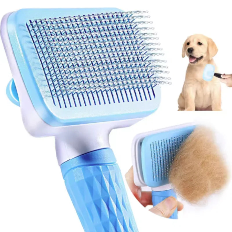 Peigne Auto-Nettoyant Anti-Poils Chien & Chat Massage Doux — CLEVI Paris