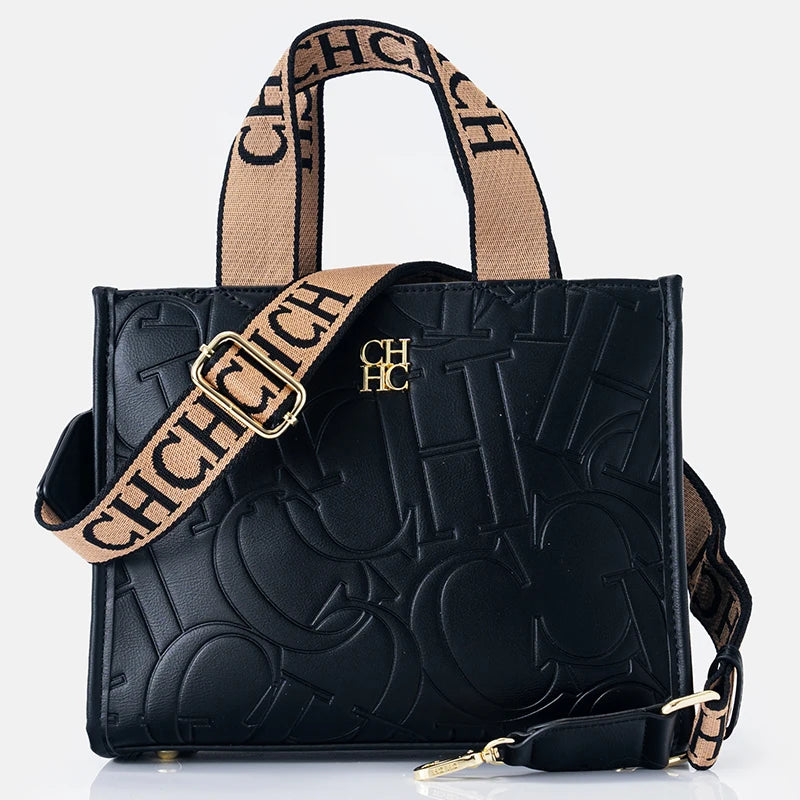 Sac Tote Femme Simili Cuir Monogramme Logo Métal Fermeture Zip Luxe Léger – CLEVI Paris