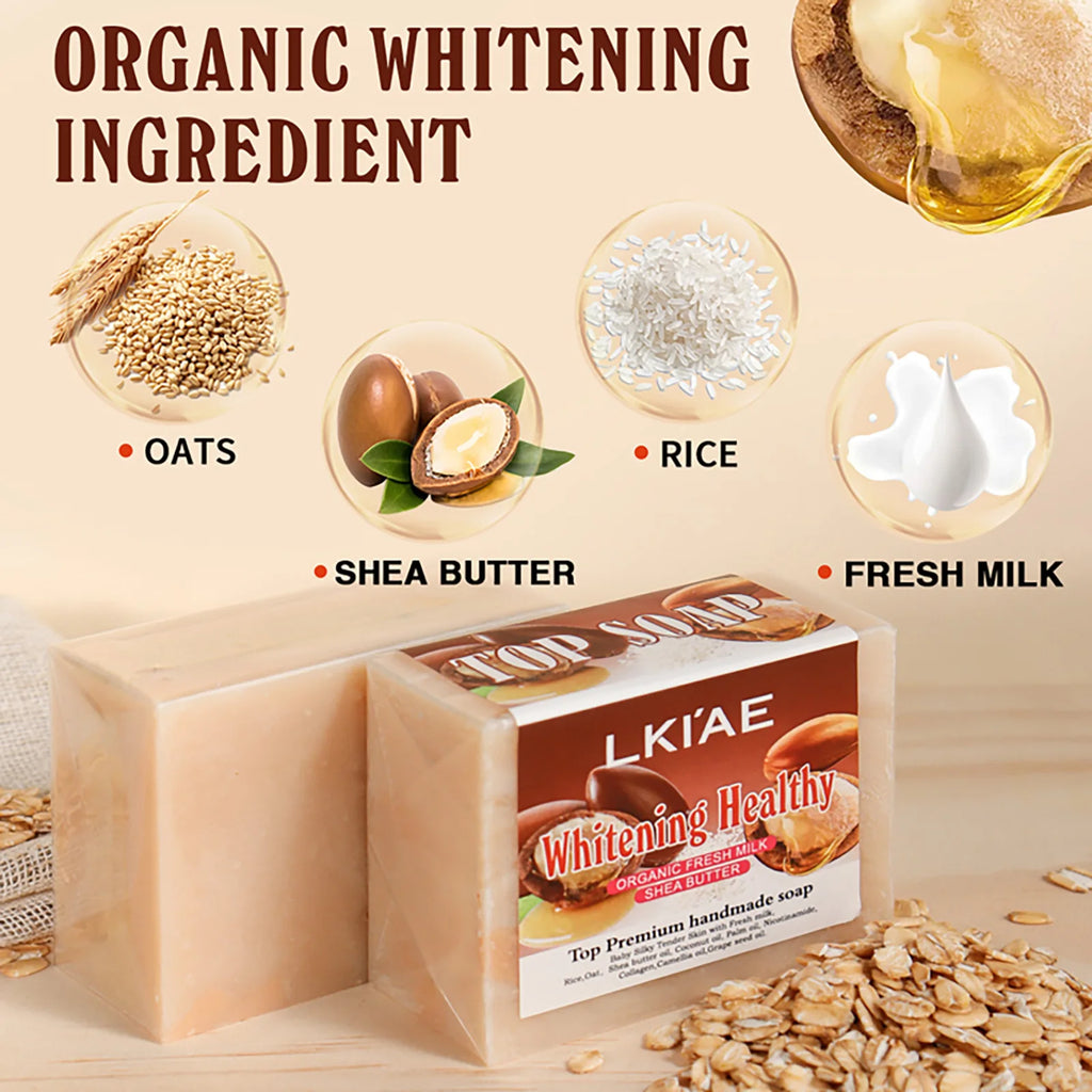 Savon Artisanal AILKE Lait Frais & Beurre de Karité 150g – Éclaircissant & Hydratant – CLEVI Paris