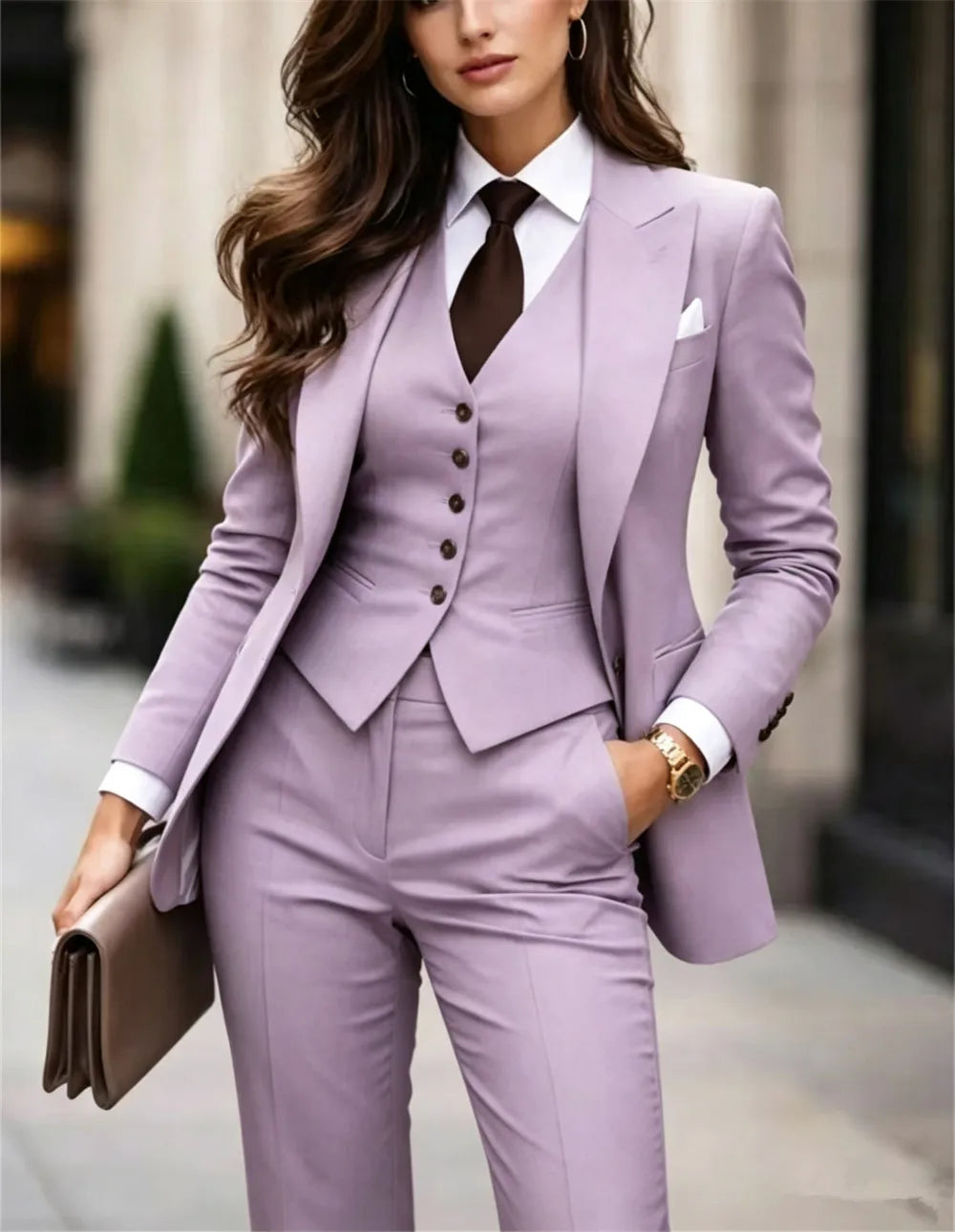 Tailleur 3 pièces femme blazer gilet pantalon – CLEVI Paris