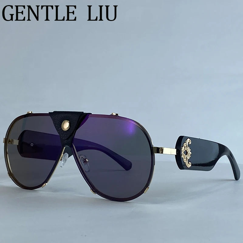 Lunettes de Soleil Oversize Steampunk Pilot Vintage | UV400 Goggle Shield Femme – CLEVI Paris