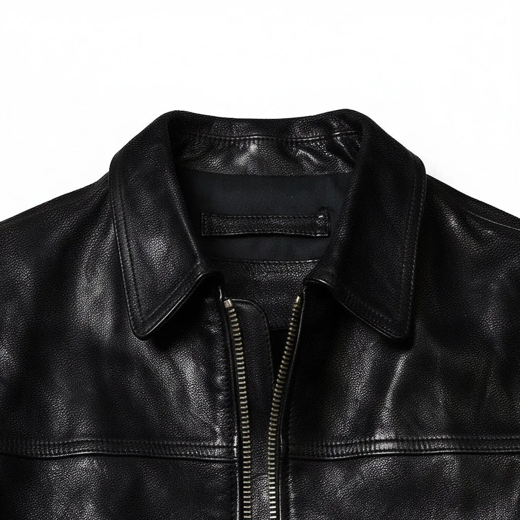 Veste homme en cuir de mouton noir – CLEVI Paris