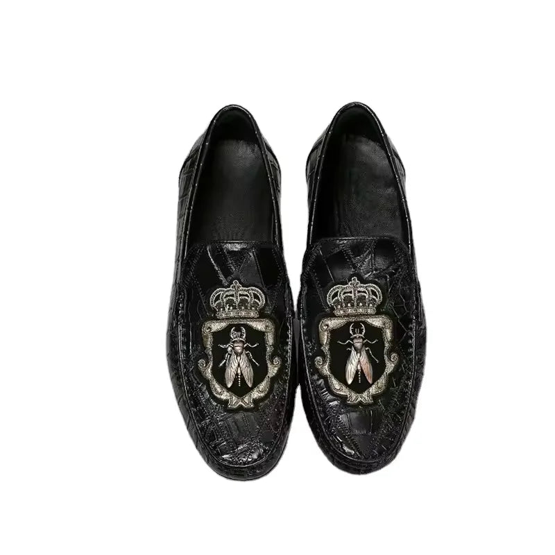 Mocassins homme noirs à motif – CLEVI Paris