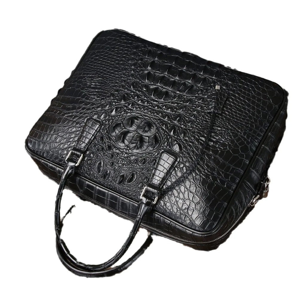 Sac Messager Homme Cuir Vache Véritable Alligator 42x31cm 14” – CLEVI Paris