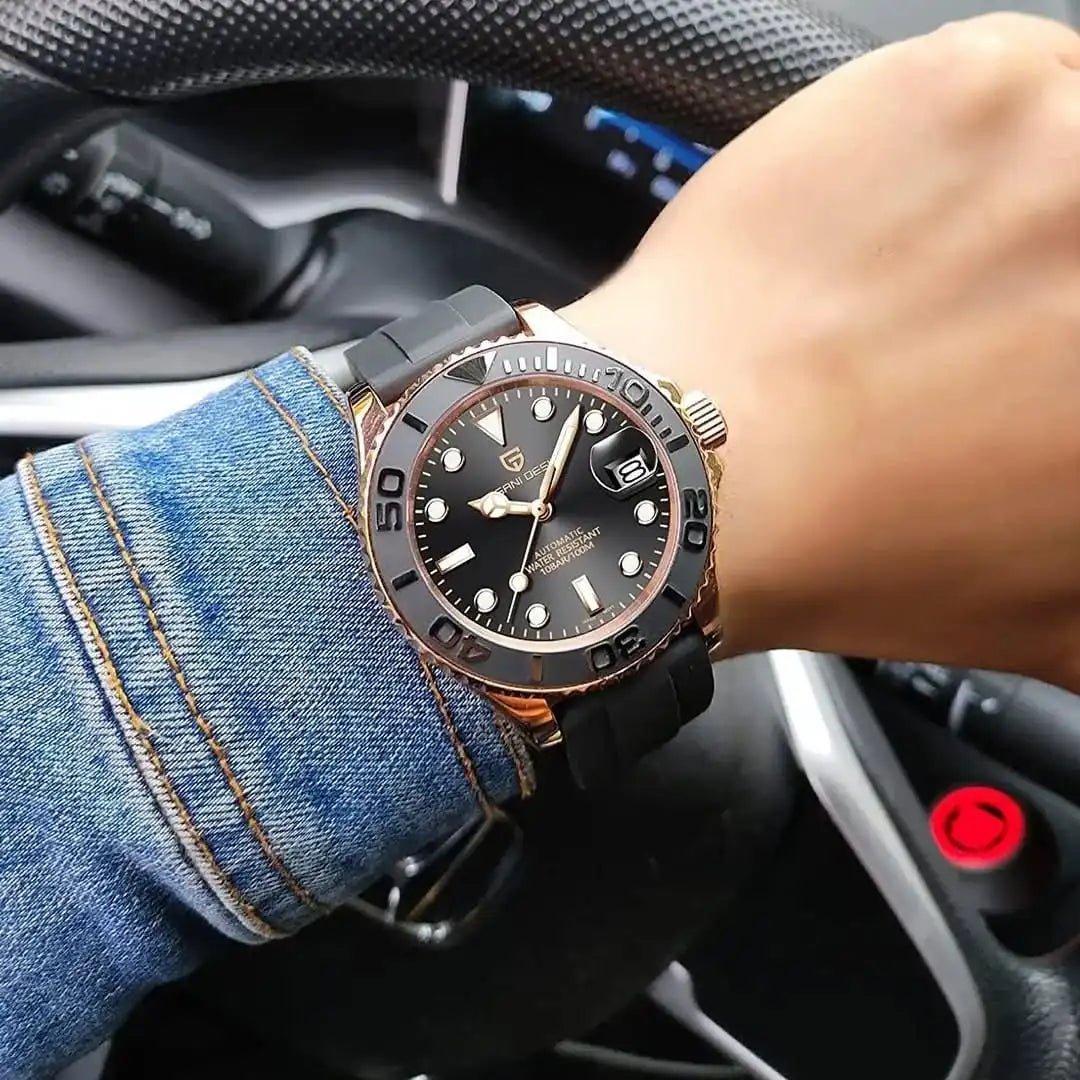 Montre Automatique Homme Pagani Design PD-1651 Or Rose Diver Saphir 100m – CLEVI Paris