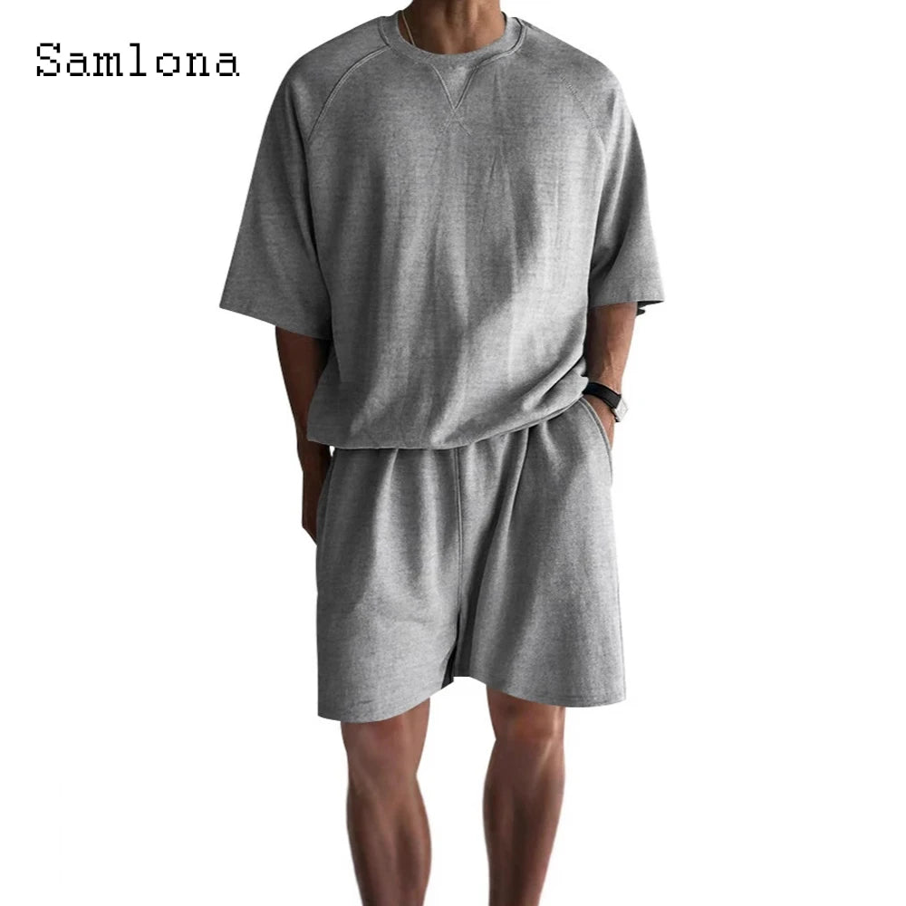 Ensemble homme t-shirt col rond et short uni – CLEVI Paris
