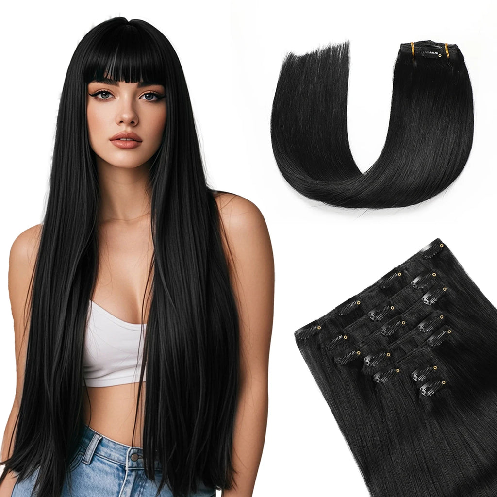 Extensions Cheveux Clips Remy 7Pcs Lisses – CLEVI Paris