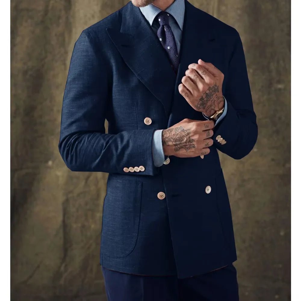Blazer croisé lin et coton homme – CLEVI Paris