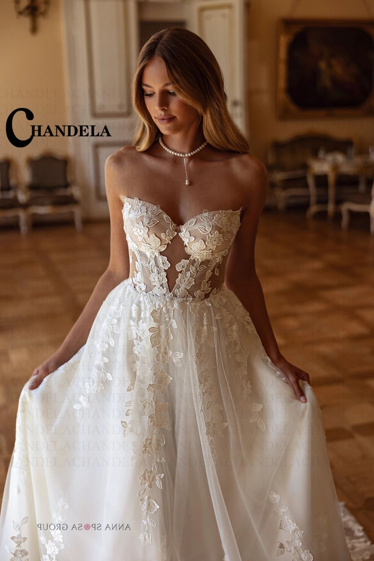 Robe de mariée trapèze décolleté cœur – CLEVI Paris