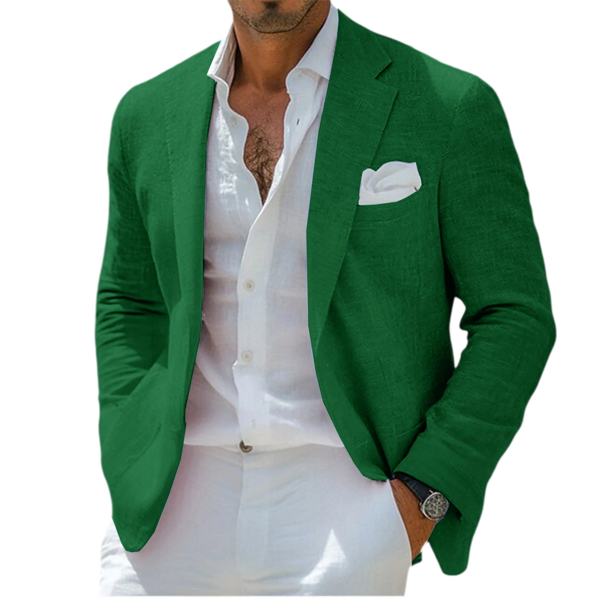 Blazer Homme Lin Slim Fit Léger Respirant Col Cranté Mariage Plage Business – CLEVI Paris