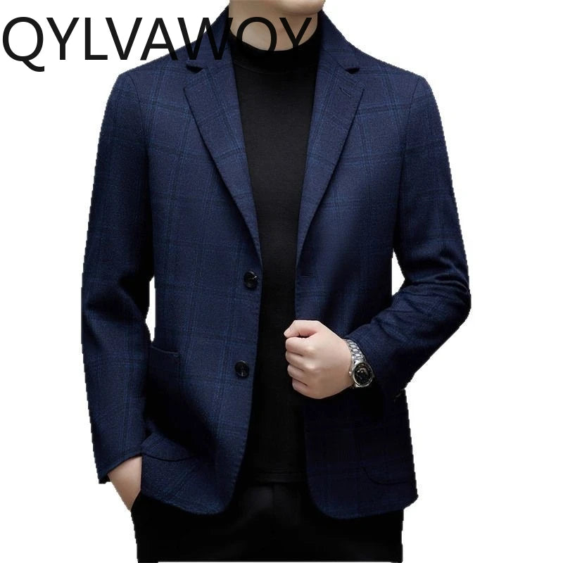 Blazer homme bleu laine, soie et cachemire – CLEVI Paris