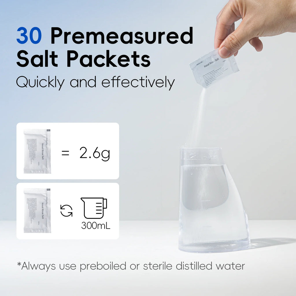 Irrigateur Nasal Électrique 300ml 3 Modes IPX7 USB-C 30 Sachets Sel – CLEVI Paris